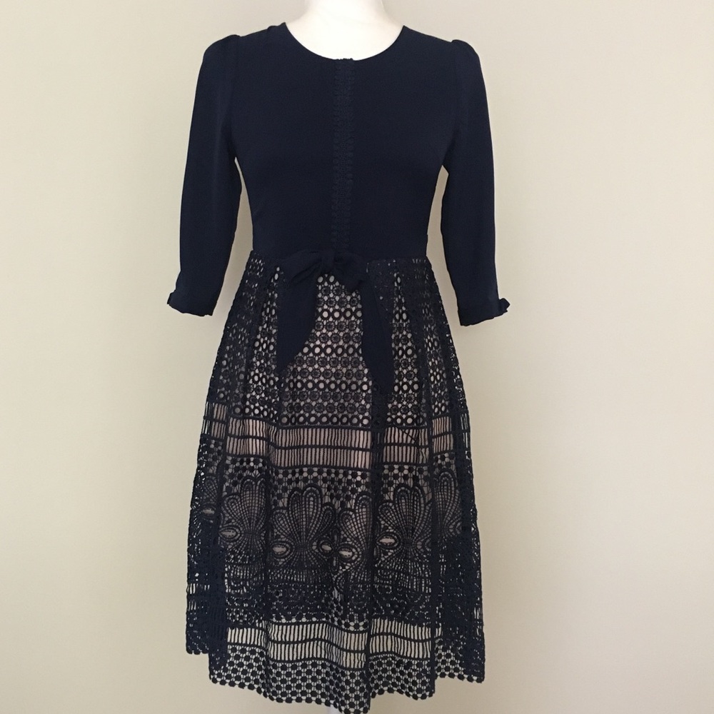 Korean Fashion Dark Navy lace dress Size S